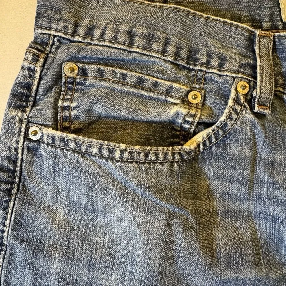 Levis 505 Jeans Mens 34X32 Blue distressed Straight Red‎ Tag 34 X 31